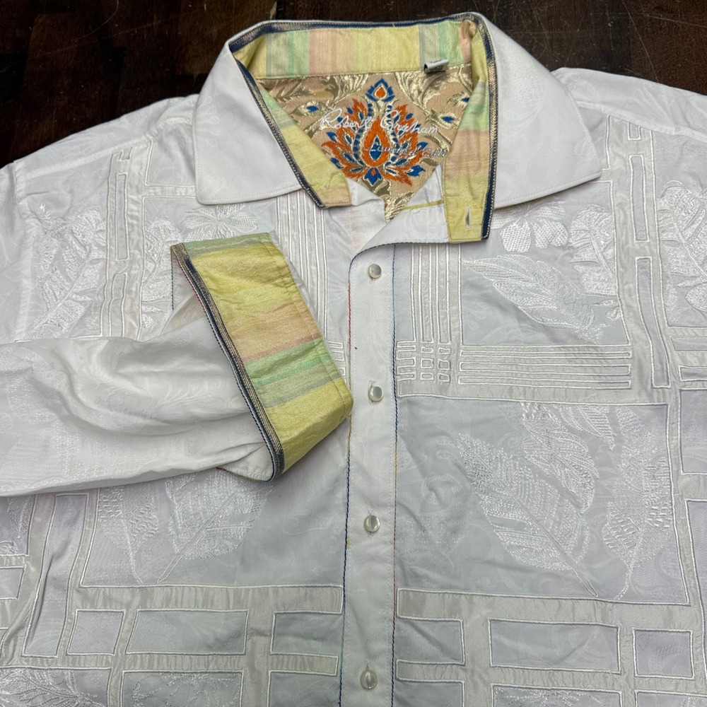Robert Graham Button Down Mens 4XL White Limited Edition Embroidered Shirt